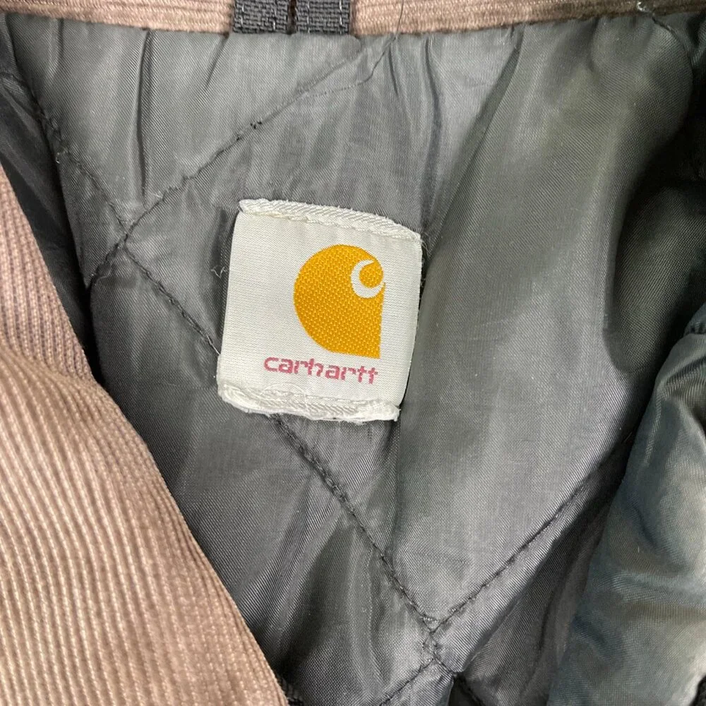 Carhartt Jacket Men XXL Black Duck Lined Corduroy Collar Barn Coat Chore Vintage
